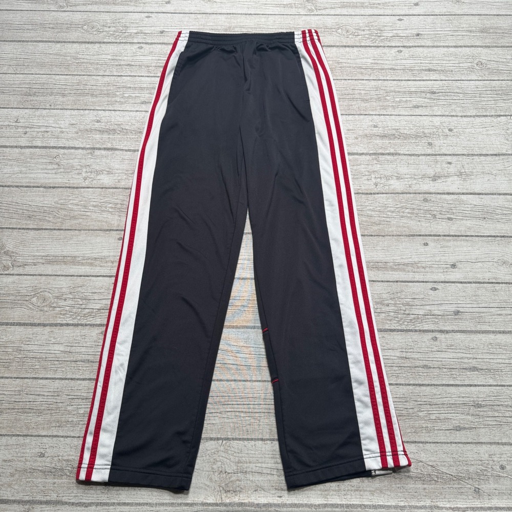 Vintage Adidas Track Pants Mens XL Black Red Snap Button Side Breakaway Athletic